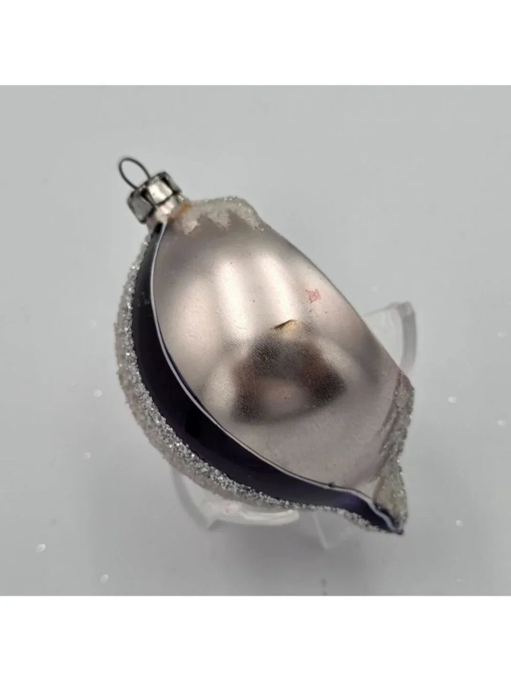 Reflector Indent Glass Ornament Teardrop Stripe Deep Purple Yellow Christmas 4
